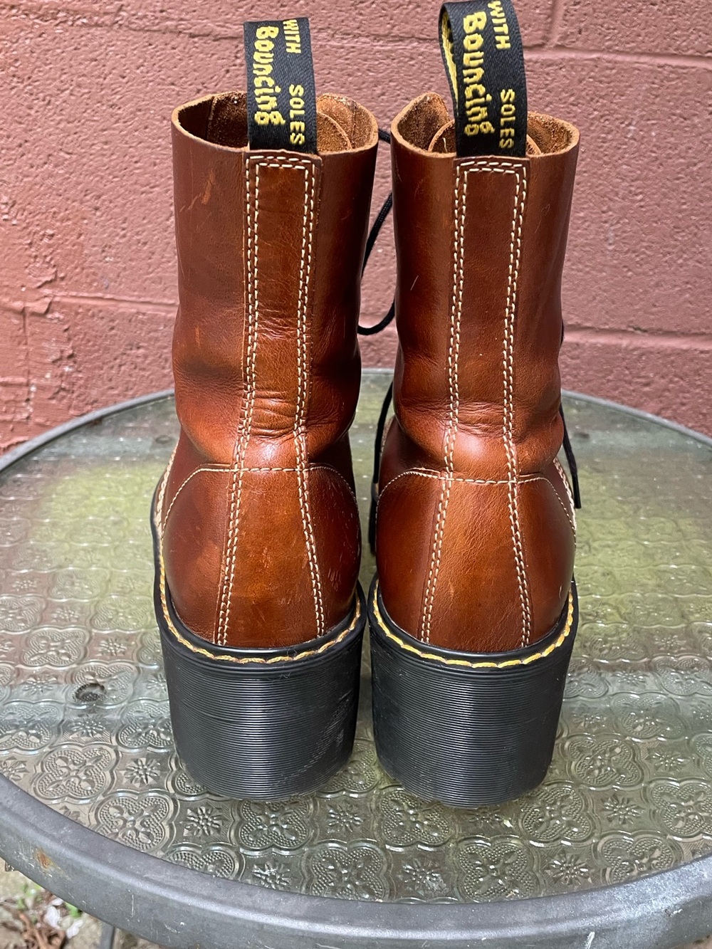 Dr Martens Leona Orleans Leather Platform Heeled Boots Size 9 - Picture 9 of 12